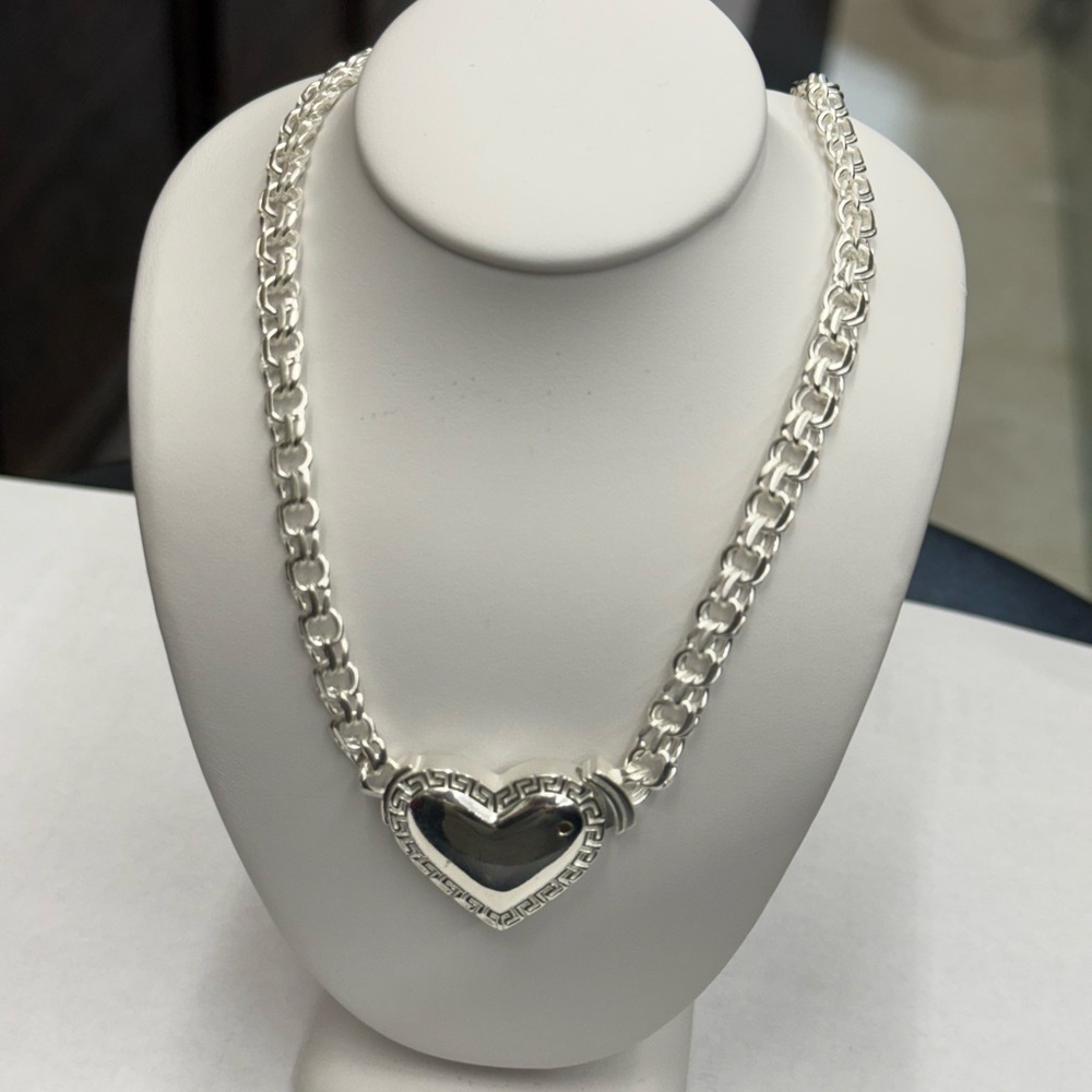 925 Sterling Silver Chino link Heart  Necklace